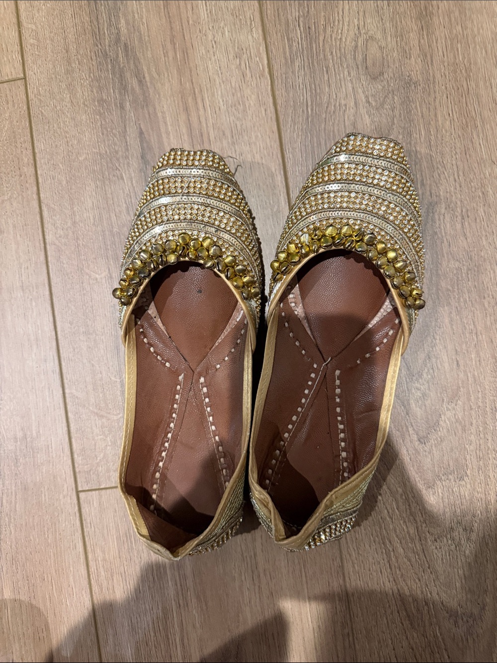 Gold Beaded Women's Jutti Flats